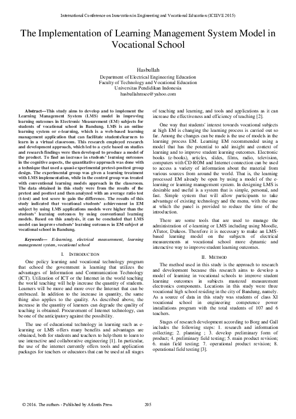 (PDF) Implementation of Learning Management System Model in Vocational ...