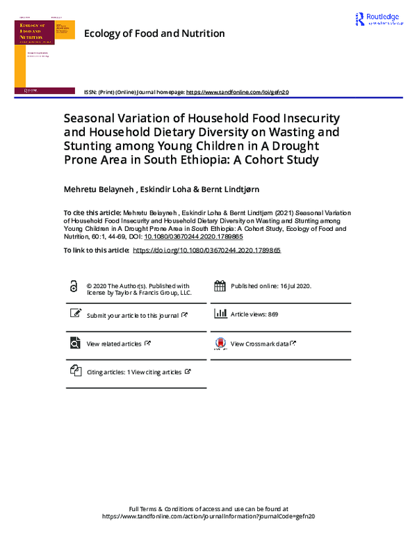 (PDF) Seasonal Variation of Household Food Insecurity and Household ...