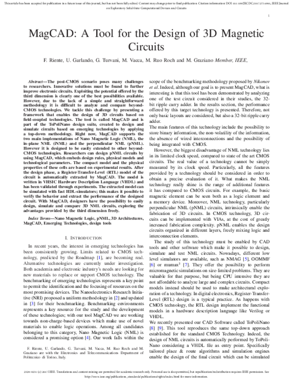 (PDF) MagCAD: A Tool for the Design of 3D Magnetic Circuits