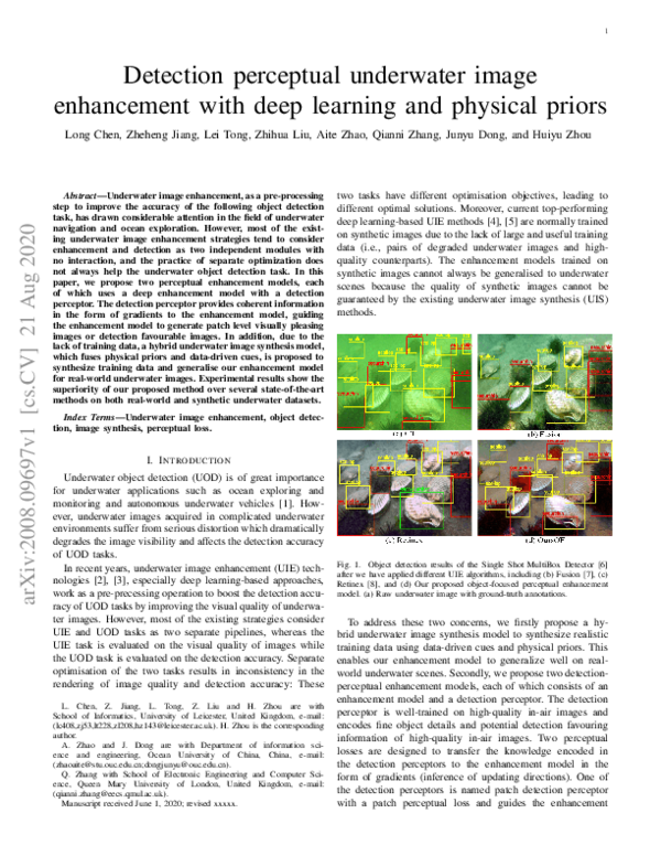(PDF) Perceptual Underwater Image Enhancement With Deep Learning and ...