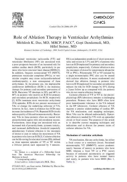 (PDF) Role of ablation therapy in ventricular arrhythmias