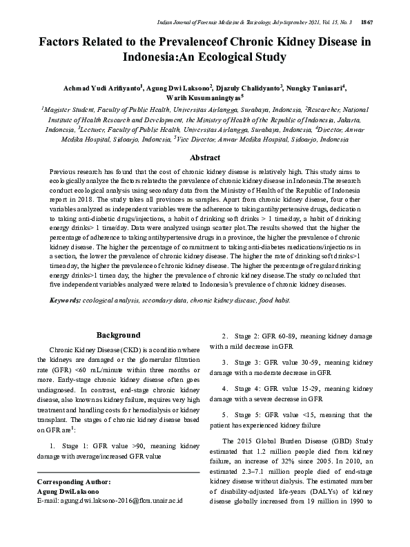 (PDF) Factors Related to the Prevalenceof Chronic Kidney Disease in ...