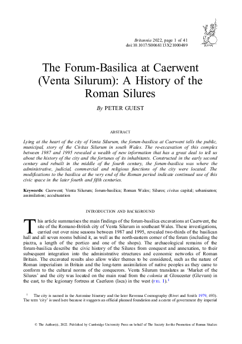 (PDF) The Forum-Basilica at Caerwent (Venta Silurum): A History of the ...
