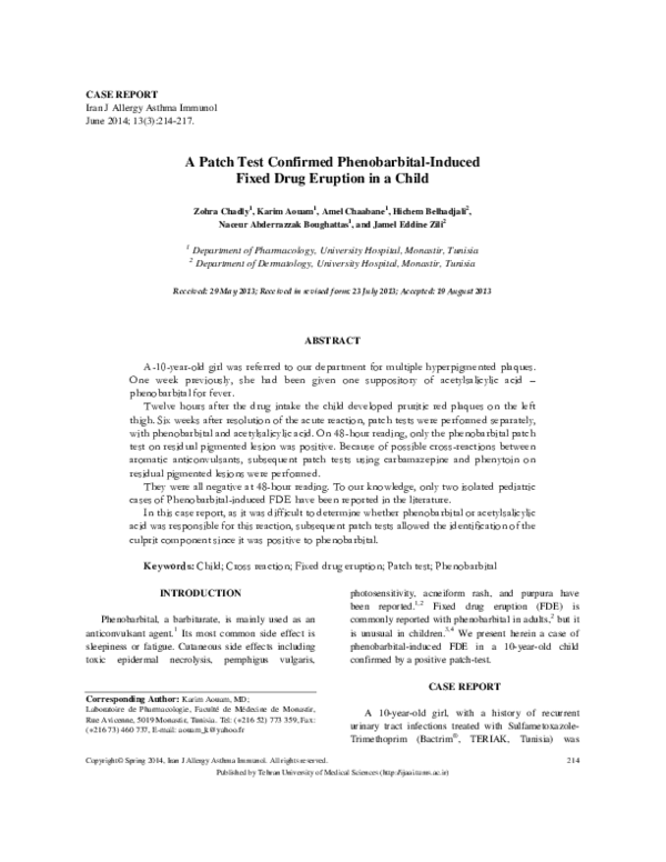 (PDF) A patch test confirmed phenobarbital-induced fixed drug eruption ...