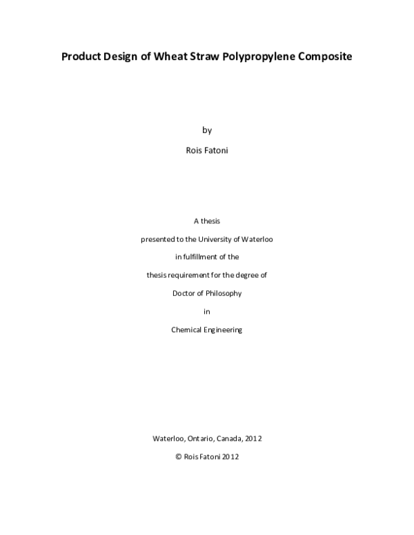 (PDF) Product Design of Wheat Straw Polypropylene Composite
