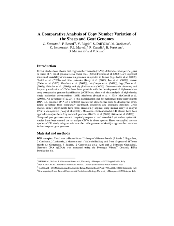 (PDF) A comparative analysis of copy number variation of the sheep and ...