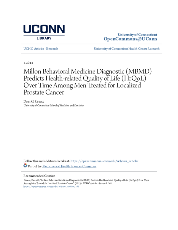 (PDF) Diagnostic ( MBMD ) Predicts Health-related Quality of Life ...