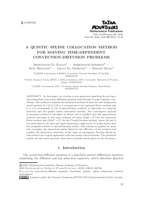 (PDF) A Quintic Spline Collocation Method for Solving Time-Dependent ...