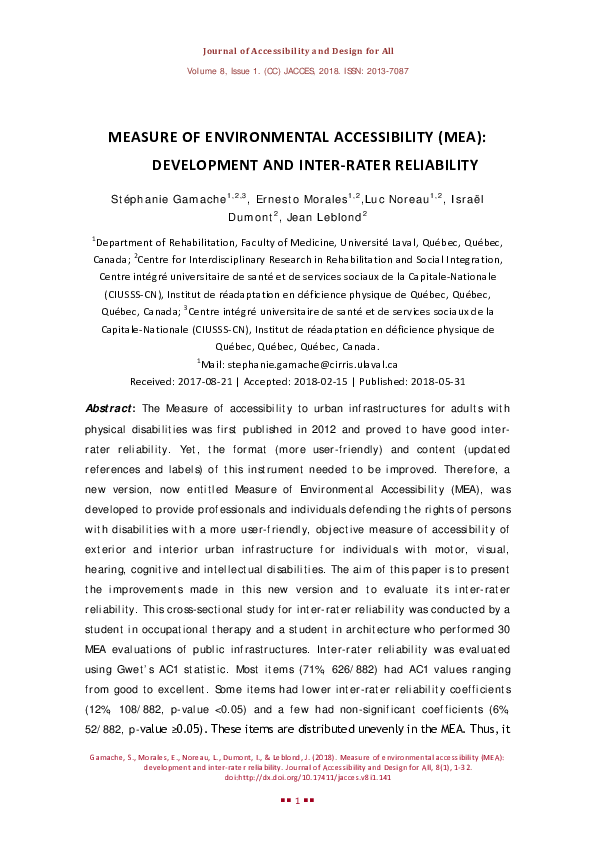 (PDF) Measure of environmental accessibility (MEA): development and ...