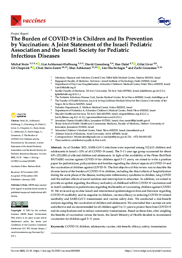 (PDF) The Burden of COVID-19 in Children and Its Prevention by ...
