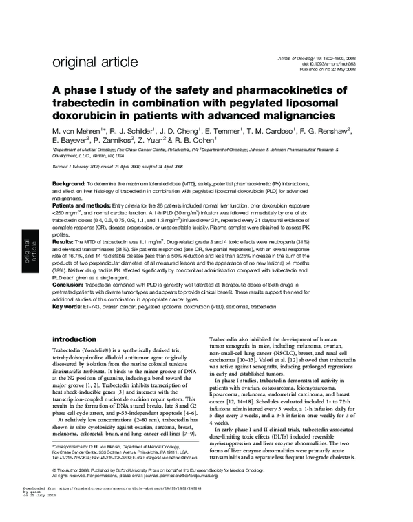 (PDF) A phase I study of the safety and pharmacokinetics of trabectedin ...