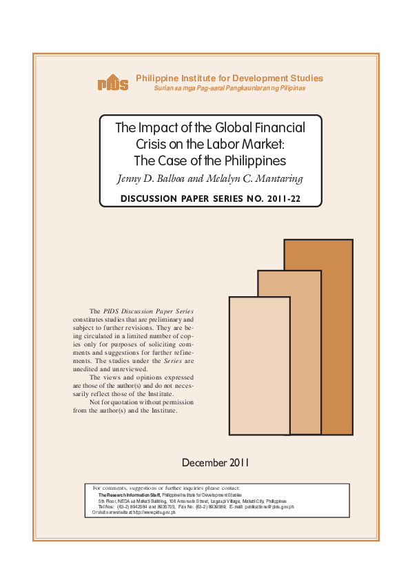 (PDF) The Impact of the Global Financial Crisis on the Labor Market ...