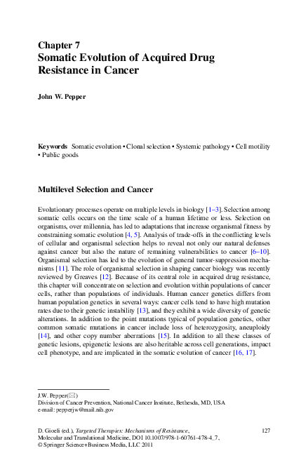 (PDF) Chapter: Somatic Evolution of Acquired Drug Resistance in Cancer