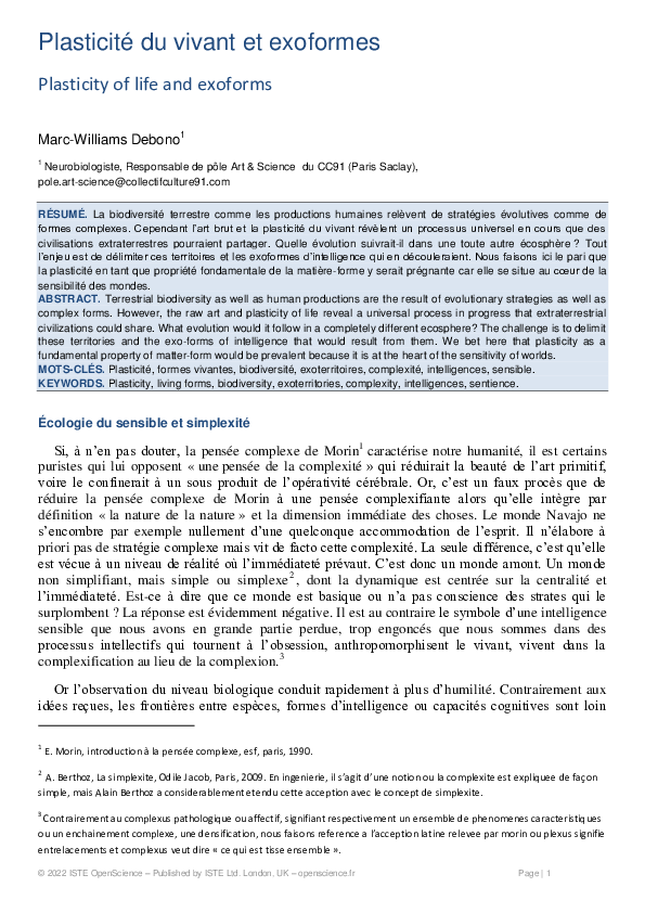 (PDF) Plasticity of life and exoforms