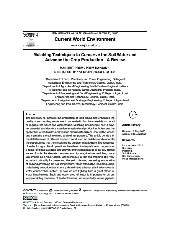 (PDF) Mulching Techniques to Conserve the Soil Water and Advance the ...