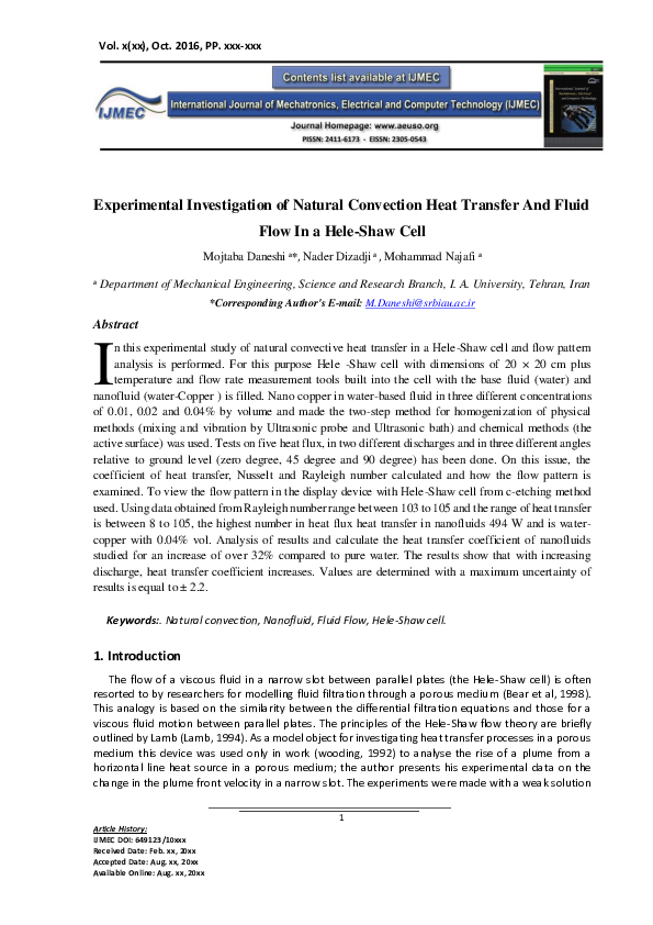 (PDF) Experimental Investigation of Natural Convection Heat Transfer ...