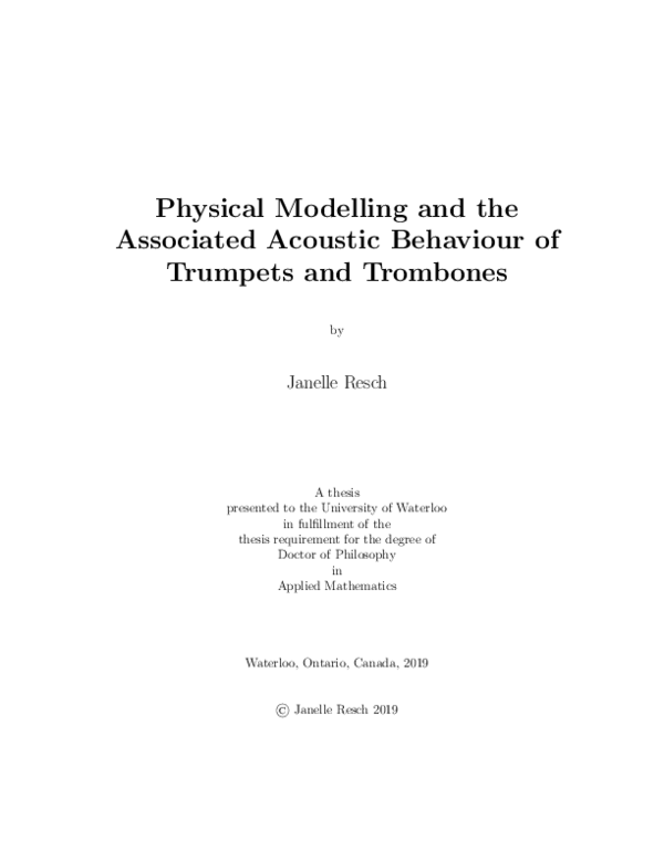 (PDF) Physical Modelling and the Associated Acoustic Behaviour of ...