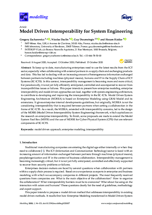 (PDF) Model Driven Interoperability for System Engineering