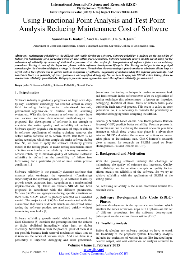 (PDF) Using Functional Point Analysis and Test Point Analysis Reducing