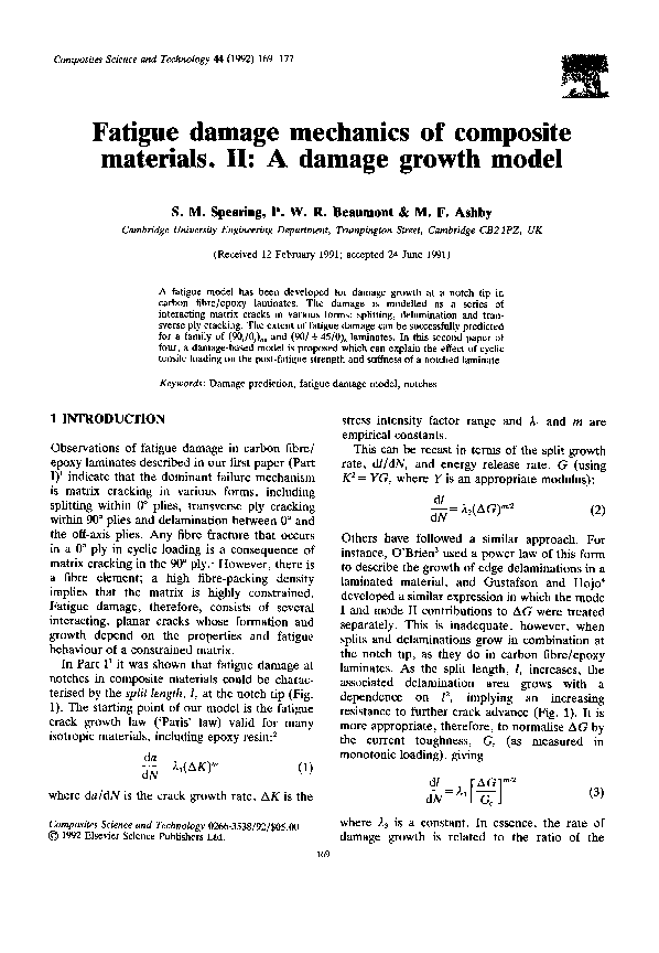(PDF) Fatigue damage mechanics of composite materials. I: Experimental ...