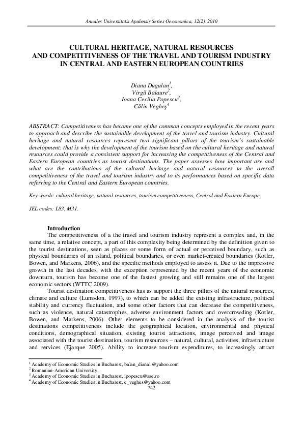 (PDF) Cultural Heritage, Natural Resources and Competitiveness of the ...
