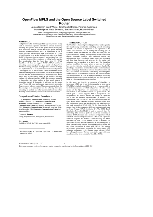 (PDF) OpenFlow MPLS and the open source label switched router