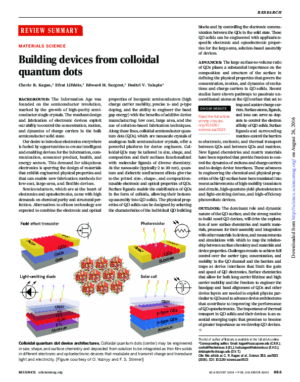 (PDF) Building devices from colloidal quantum dots
