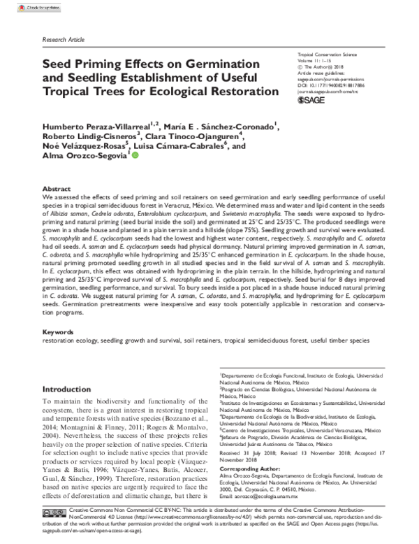 (PDF) Seed Priming Effects on Germination and Seedling Establishment of ...