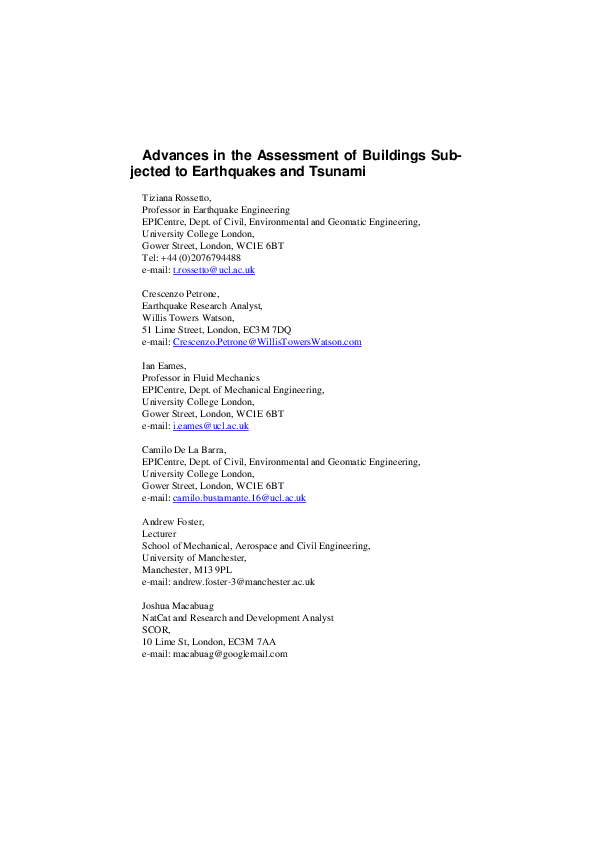 (PDF) Advances in the Assessment of Buildings Subjected to Earthquakes ...