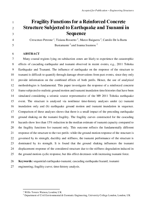 (PDF) Fragility Functions for a Reinforced Concrete