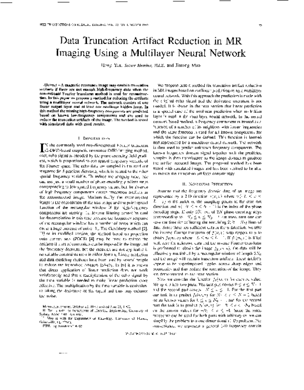 (PDF) Data truncation artifact reduction in MR imaging using a ...