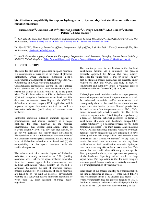 (PDF) Sterilization compatibility for vapour hydrogen peroxide and dry ...