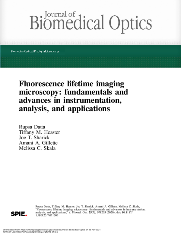 (PDF) Fluorescence lifetime imaging microscopy: fundamentals and ...