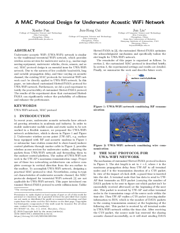 (PDF) A MAC protocol design for underwater acoustic wifi network