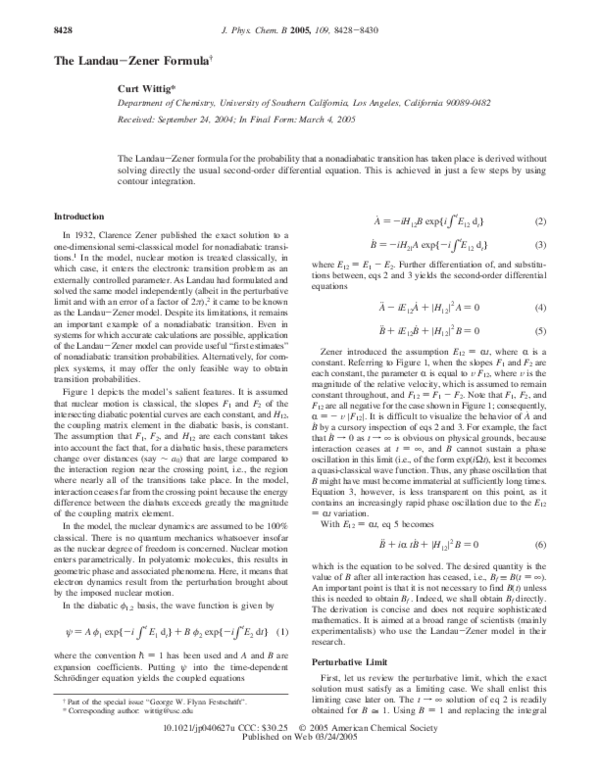 (PDF) The Landau−Zener Formula
