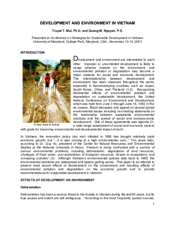 (PDF) Development and Environment in Vietnam