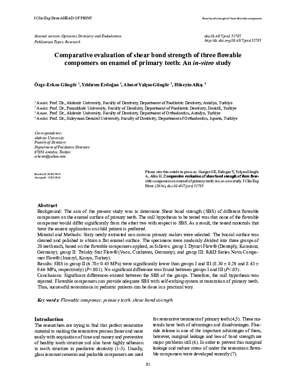 (PDF) Comparative evaluation of shear bond strength of three flowable ...