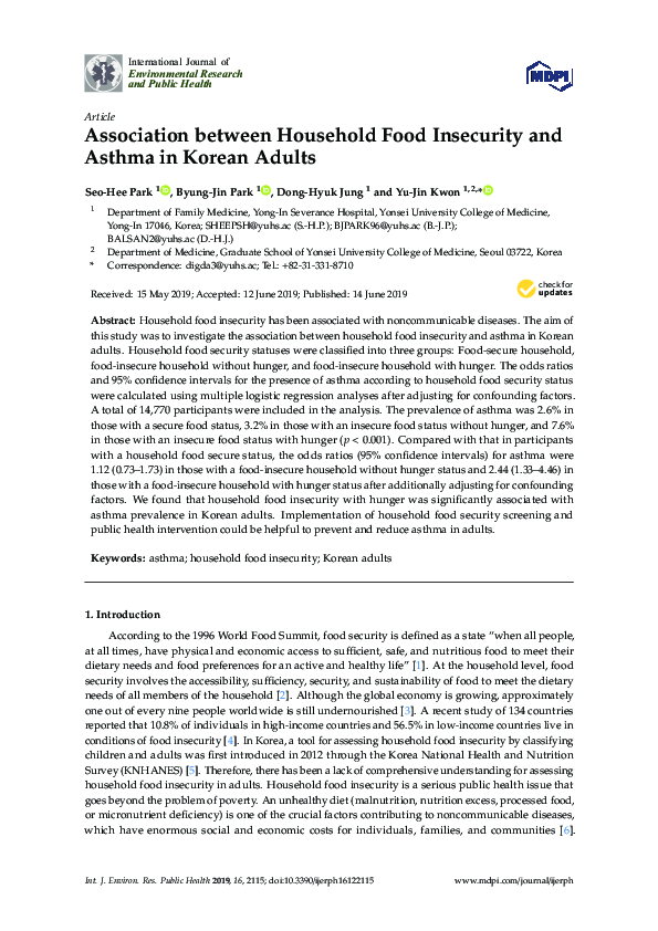(PDF) Association between household food insecurity and nutritional ...