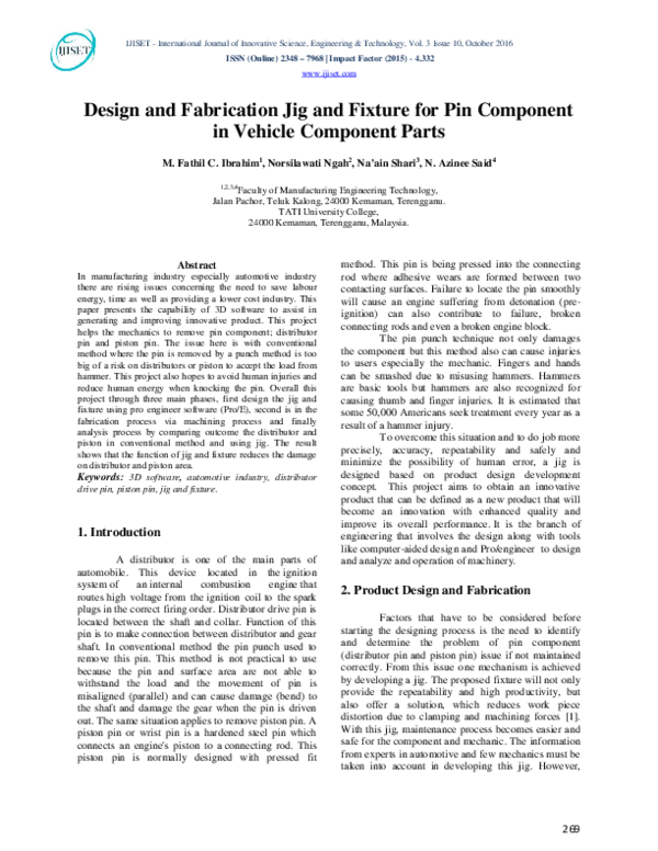 (PDF) Design and Fabrication Jig and Fixture for Pin Component in ...