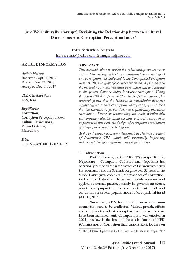 (PDF) Are We Culturally Corrupt? Revisiting the Relationship between ...