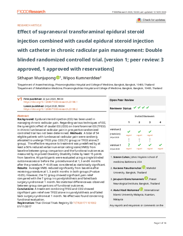 (PDF) Effect of supraneural transforaminal epidural steroid injection ...