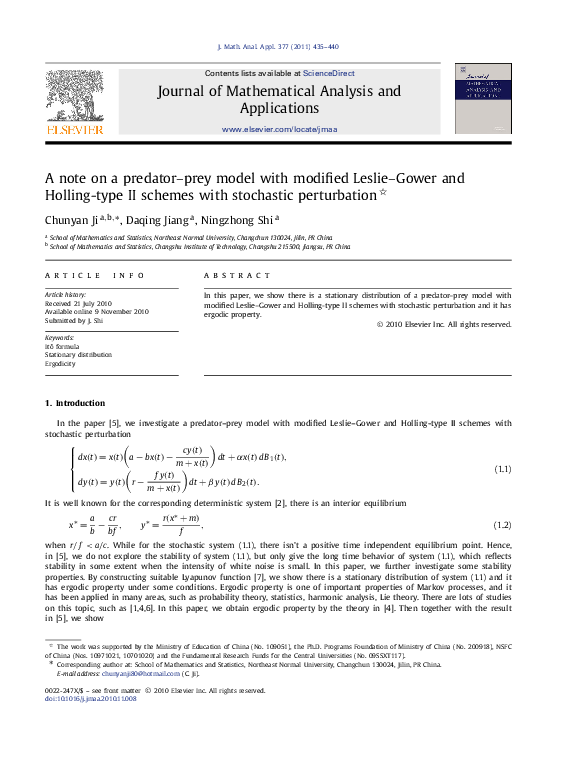 (PDF) A note on a predator–prey model with modified Leslie–Gower and ...