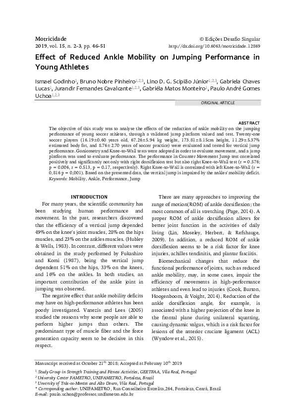 (PDF) Effect of Reduced Ankle Mobility on Jumping Performance in Young ...