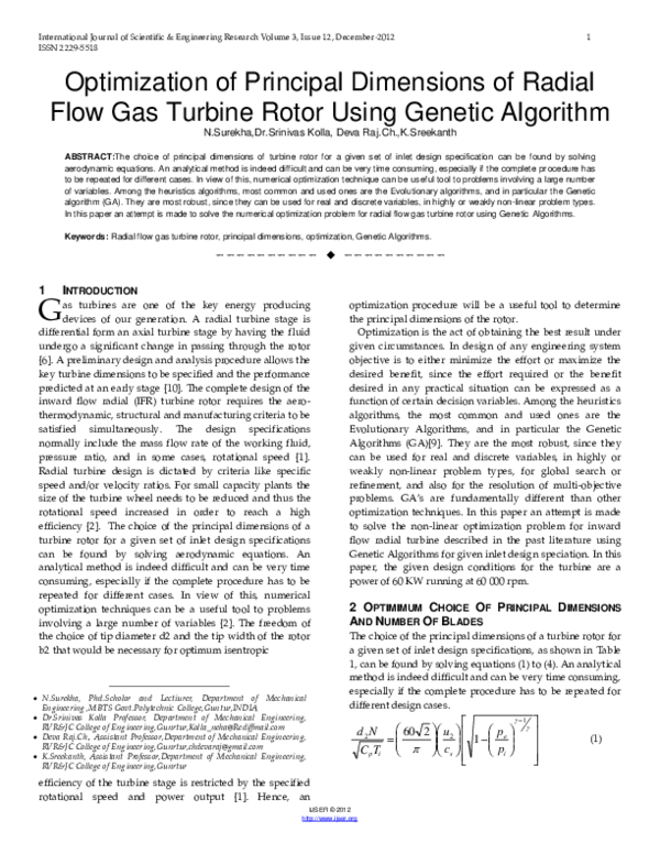 (PDF) Optimization of Principal Dimensions of Radial Flow Gas Turbine ...