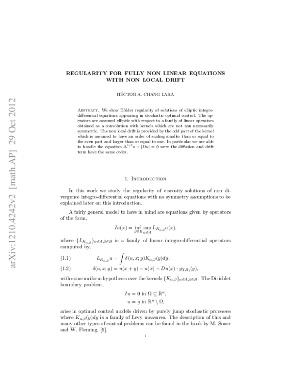 (PDF) Regularity for fully non linear equations with non symmetric ...