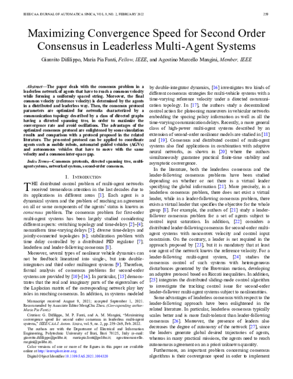 (PDF) Maximizing Convergence Speed for Second Order Consensus in ...
