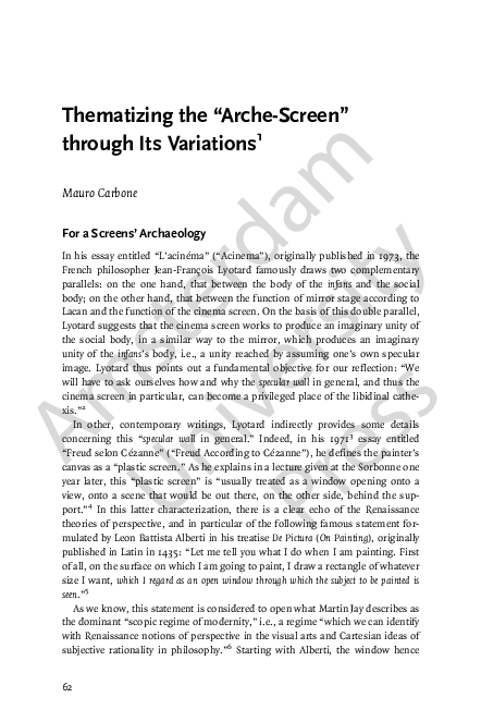 (PDF) Thematizing the “Arche-Screen” through Its Variations