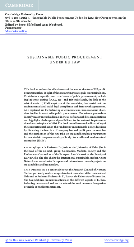 (PDF) Sustainable Public Procurement Under EU Law