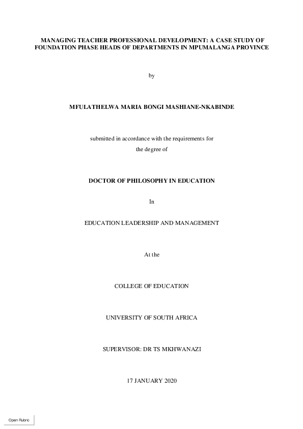 (PDF) Managing teacher professional development : a case study of ...