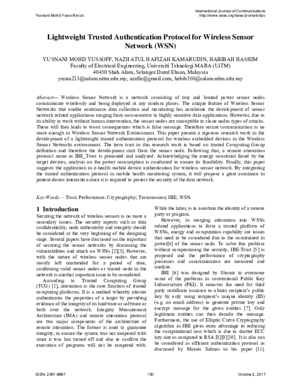 (PDF) Lightweight Trusted Authentication Protocol for Wireless Sensor ...